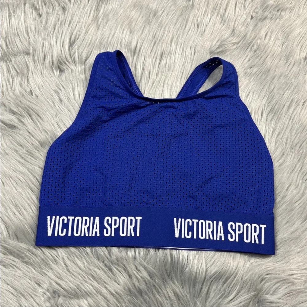 Victoria Sport Blue White Mesh Sports Bra Size Small